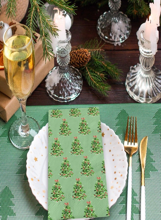 JarThenaAMCS مناديل جارثينا إيه إم سي إس، 100 قطعة، مناديل ورقية لضيوف عيد الميلاد، وردية وخضراء، مزينة بشجرة عيد الميلاد، للاستخدام مرة واحدة، مناسبة للعشاء، ولتزيين طاولات حفلات الأعياد. - Image 4